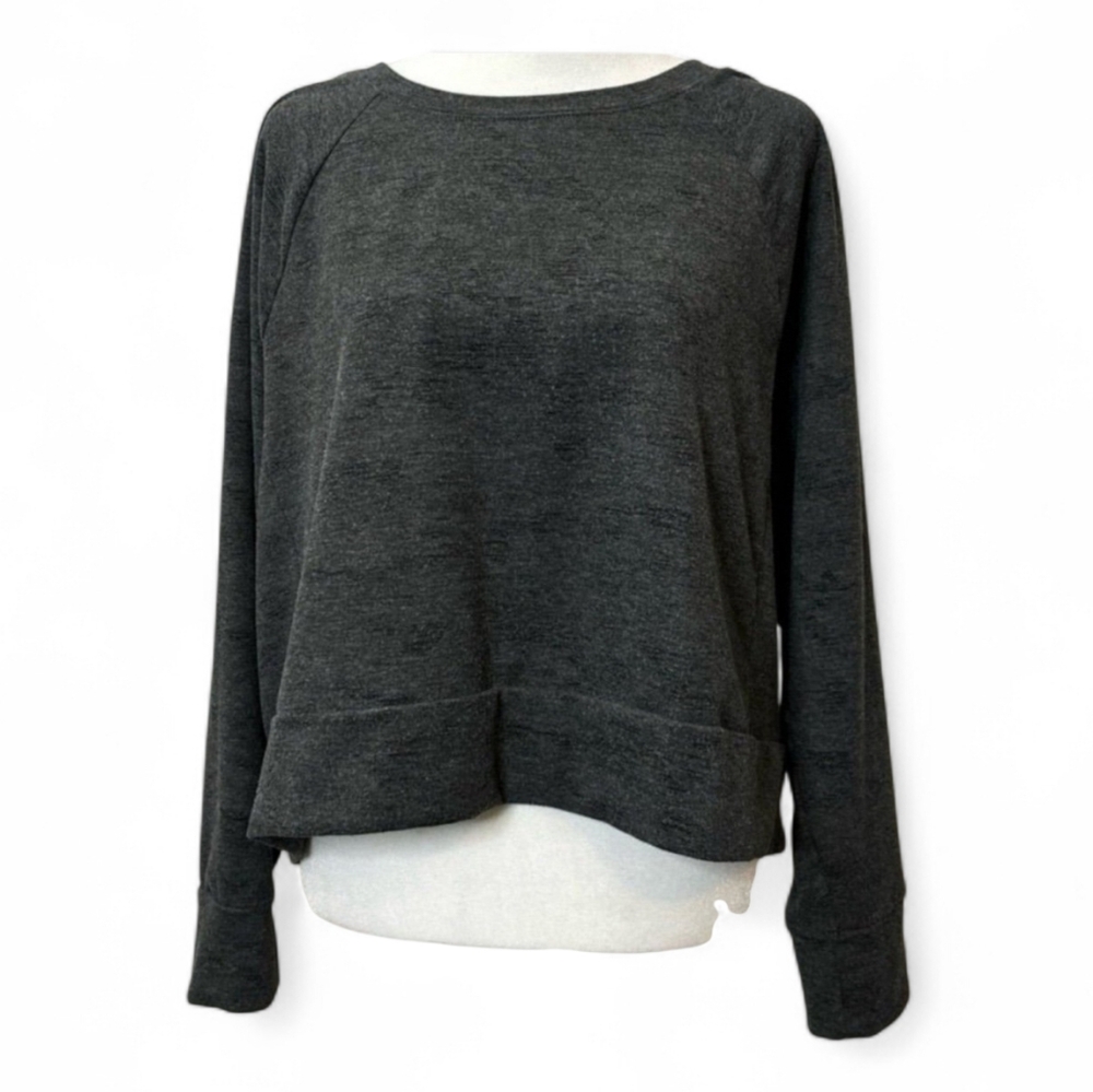 RBX Performance Womens Charcoal Cropped Long SleeveTop Large